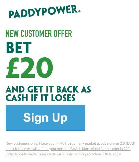 Paddy Power Welcome Offer Screenshot