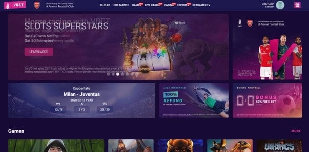 Vbet Design Homepage