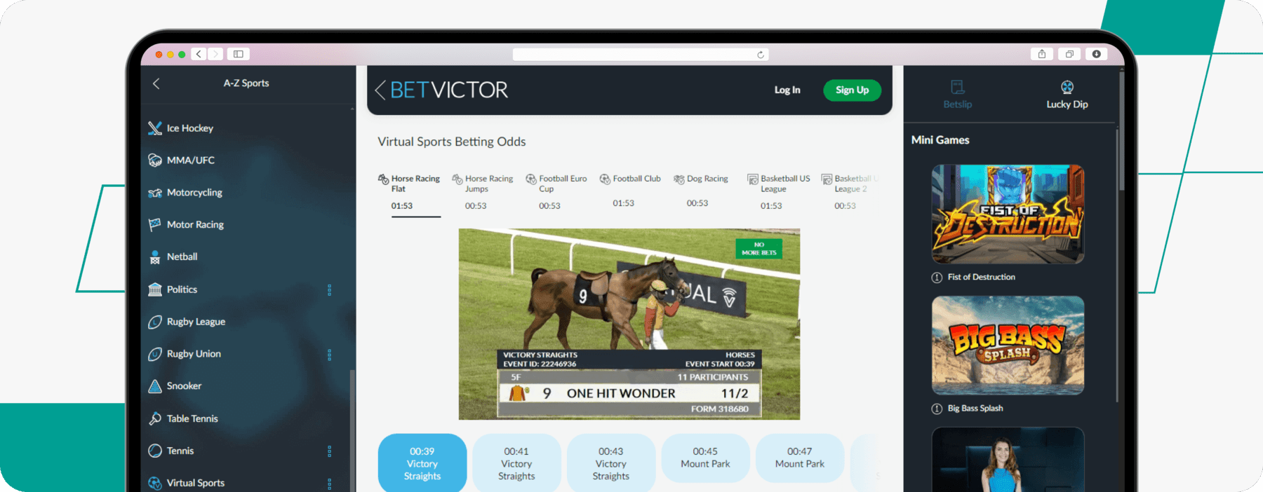 betvictor virtual betting desktop screenshot